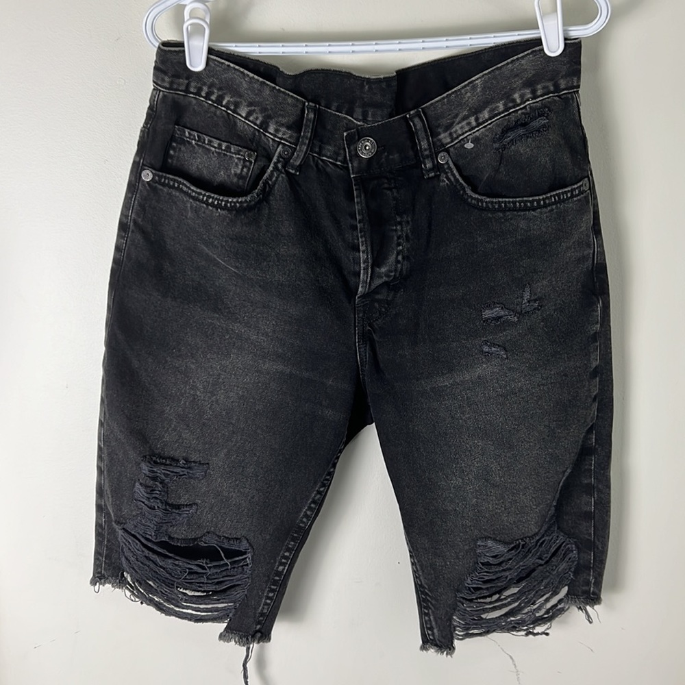 Denim Straight Fit Distressed Jeans Shorts Size 32